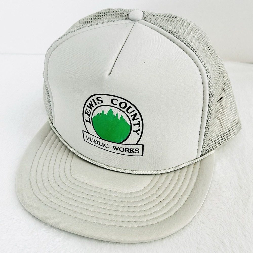 Lewis County Public Works‎ Rope Foam Trucker Hat Cap Snapback Gray Outdoors